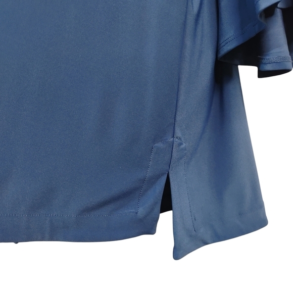 By JJ Blouse Women's Blue Flare Sleeve 1/4 Zipper Stretch Blouse Size XL - Picture 8 of 10